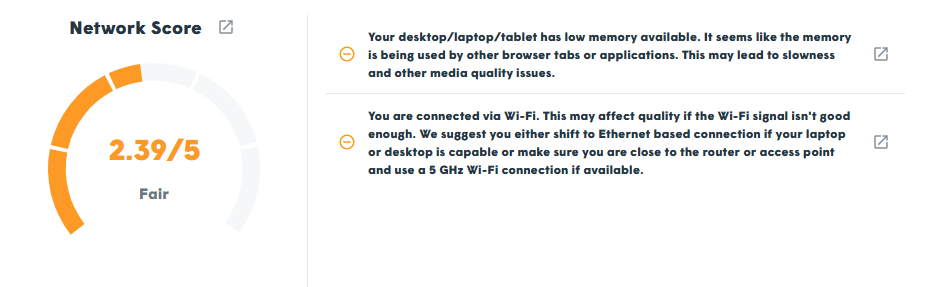 Network Score Results Dashboard