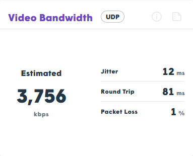 Video Bandwidth Widget Interface